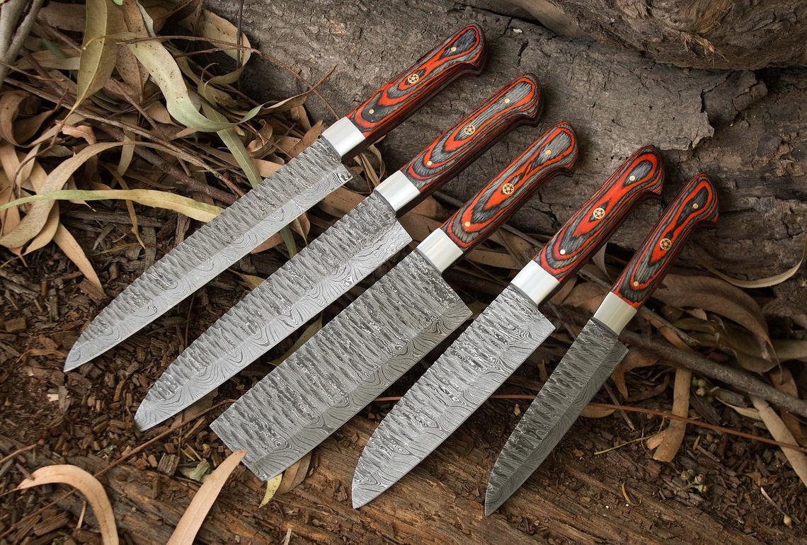 AUS-8 Meat Cleaver  Knife block set, Forged steel, Tactical gear survival