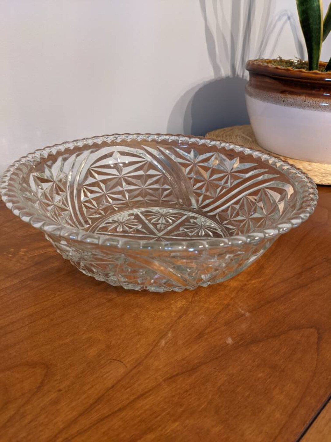 Vintage Large Vintage Cut Glass Serving Bowl Fruit Bowl Etsy
