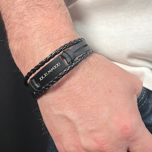 Custom BOHO Leather Bracelet - Personalized Men's Bracelet - Braided Boys Bracelet - Engraved Bracelet - Christmas Gift - Gift for Boyfriend