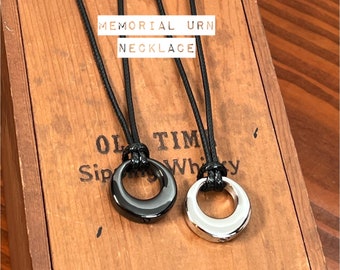 Cremation Ash Urn Necklace - Men's Urn Necklace - Custom Engraved Memorial Urn Necklace - Infinity Circle Necklace - Memorial Jewelry