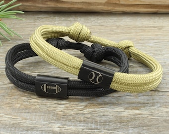 Paracord Bracelet with Custom Engraving - Personalized Bracelet for Men - Sport Bracelet with Stainless Steel plate And Stylish Cord