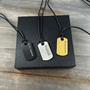 Personalized Mens Tag Necklace - Custom Initial Necklace - Engraved Pendant - Birthday Gift for Men or Dad  - Stainless Steel Custom Jewelry