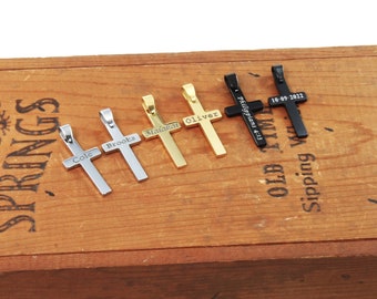 Boys Engraved Cross Pendant - Kids Cross Pendant - Custom Pendant - Personalized Chunky Cross Necklace - First Communion Necklace - Christ