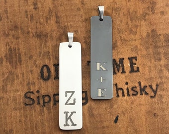 Custom Engraved Pendant Only - Personalized Minimalist Rectangle Pendant - Personalized with Engraved Dates, Names, Sayings or Coordinates