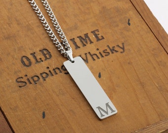 Custom Initial Necklace - Personalized Men's Necklace and Pendant - Engraved Christmas Gift - Coordinates, Dates, Name, Roman Numerals