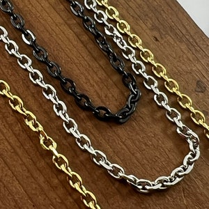 3mm Cable Chain - Non tarnish Chain - Stainless steel gold silver black chain - Custom length chain