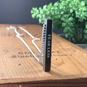 Men's Custom Engravable Bar Necklace - Personalized Vertical Bar Pendant - 4 Sided 3D Bar Pendant - Handmade Christmas Gifts - 5 Colors