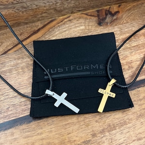 Engraved Cross Necklace with Nylon Cord - Custom Personalized Chunky Pendant - Cross Necklace - First Communion Necklace - Christmas Gifts