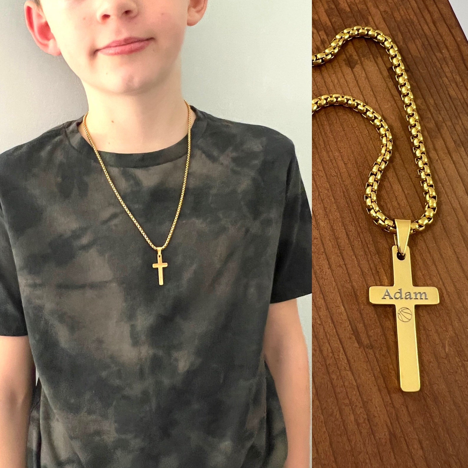 14k Gold Plated Cross Necklace for Boys Boys Jewelry Boys - Etsy
