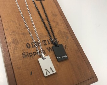 Custom Personalized Initial Pendant and Cable Chain Necklace - Engraved Pendant - Christmas Gifts - Coordinates Date Name Roman Numerals
