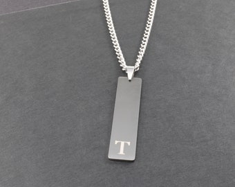 Personalized Initial Necklace - Custom Necklace - Engraved Pendant and Necklace - Christmas Gift for Men or Dad - Date, Name, Roman Numerals