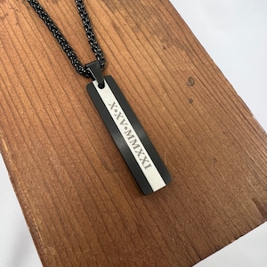 Personalized Engraved Necklace - Custom Gifts - Engraved Pendant and Necklace - Gift for Dad -Gift for men - Stainless steel Jewelry for men