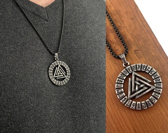 Valknut Viking Necklace - Mens Viking Necklace- Norse Necklace - Mens Stainless steel Jewelry - Gift for him