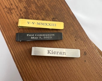 Personalized Tie Clip - First Communion Gift for Boys - Custom Engraved Tie Clip for Boys - Birthday or Christmas Gift