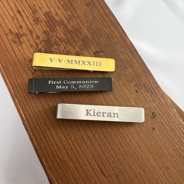 Personalized Tie Clip - First Communion Gift for Boys - Custom Engraved Tie Clip for Boys - Birthday or Christmas Gift