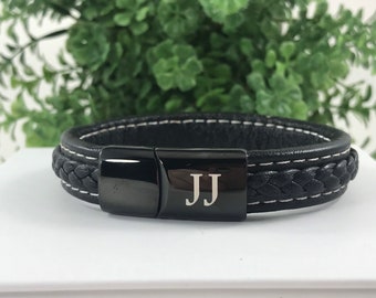 Genuine Leather Custom BOHO Bracelet - Engraved Fathers Day or Christmas Gift - 4 Styles - Personalized Men's Leather Bracelet