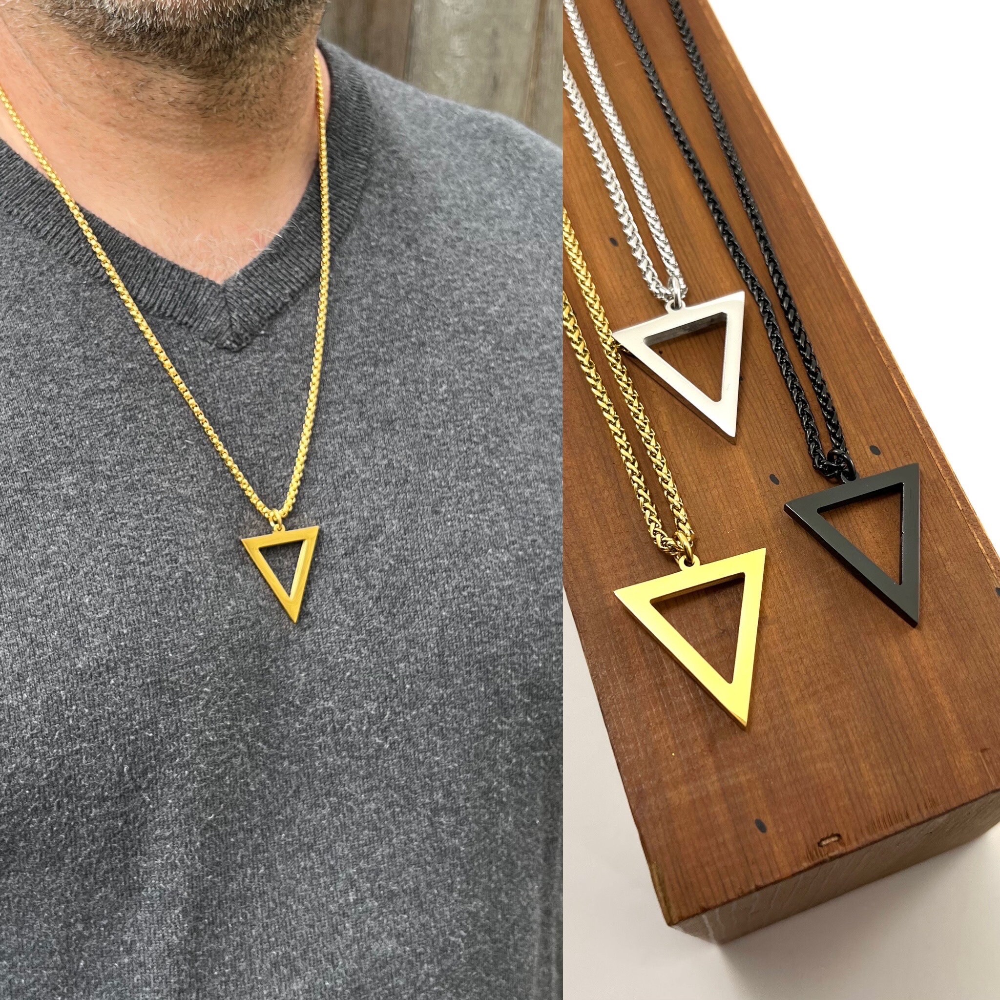 Buy Black Triangle Necklace, Cord Necklace, Matte Black, Tie Necklace,  Minimalist Jewelry, Necklace for Men, Chevron, Geometric Necklace, Men's  Online in India - Etsy