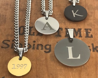 Custom Engraved Pendant - Personalized Pendant - Pendant Only - Christmas Gift - Engrave Names, Dates, Symbols or Coordinates - 5 Colors
