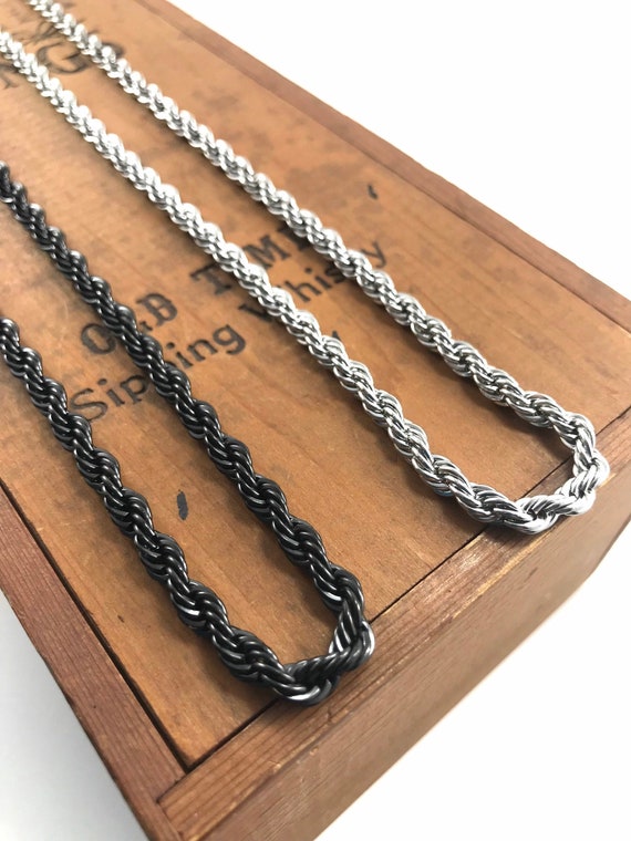 5mm Rope Chain Necklace in Silver Rope Chain Necklace Silver Chunky Chain  Stainless Steel Chain Necklace Fathers Day Christmas Gifts 
