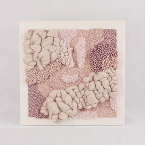 ROSE GOLD - textile wall art in beige and dusty pink, minimalistic wall scuplture, woven yarn tapestry, contemporary japandi decor,fiber art