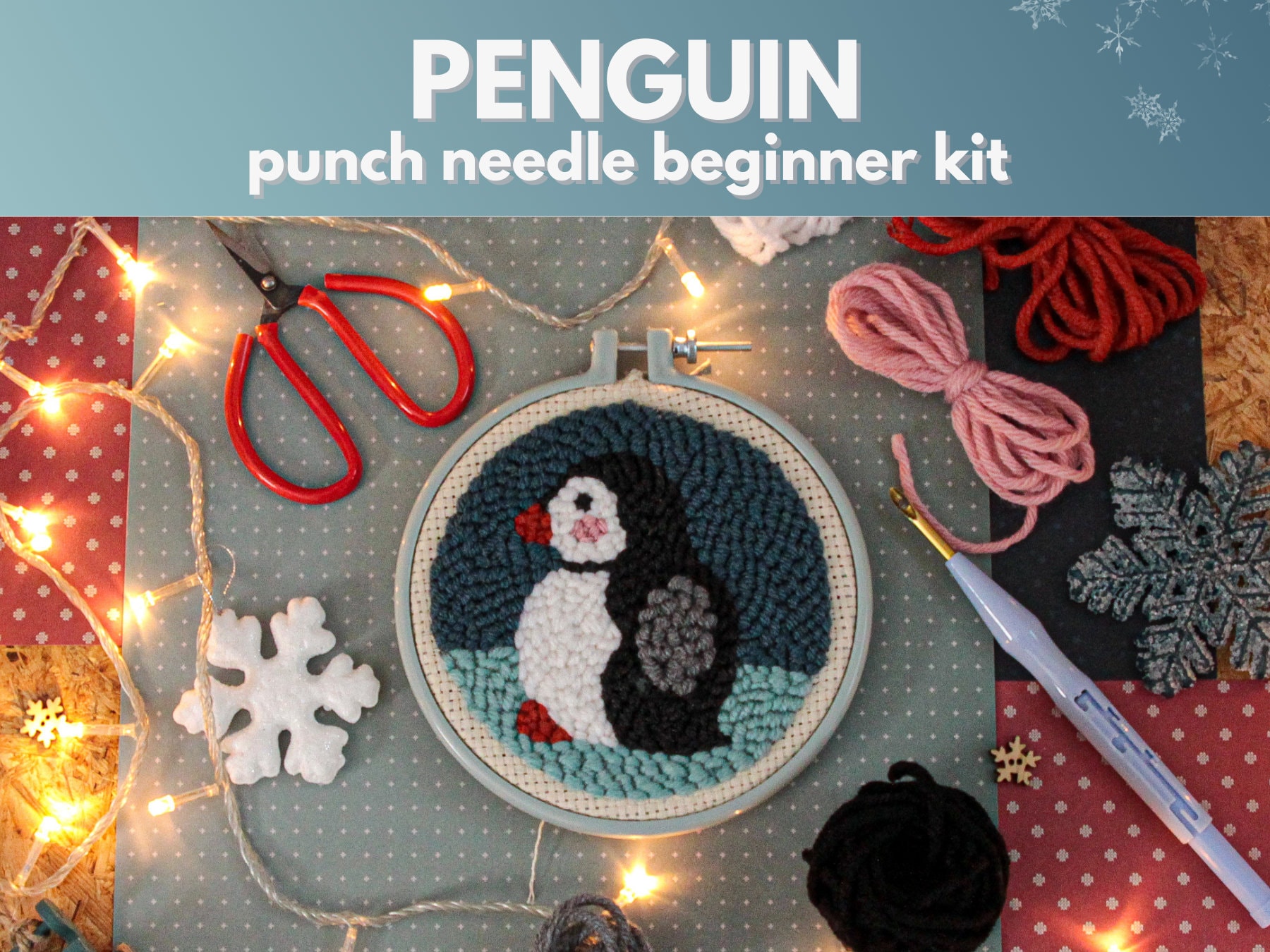 Leaf Punch Needle Kit for Beginner Punch Embroidery Full Kit With Pattern 