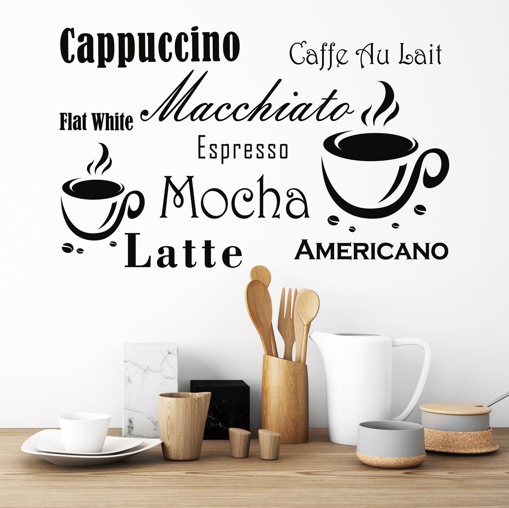 Noms de café Wall Sticker Word Cloud Decal Art 30 Couleurs Etsy
