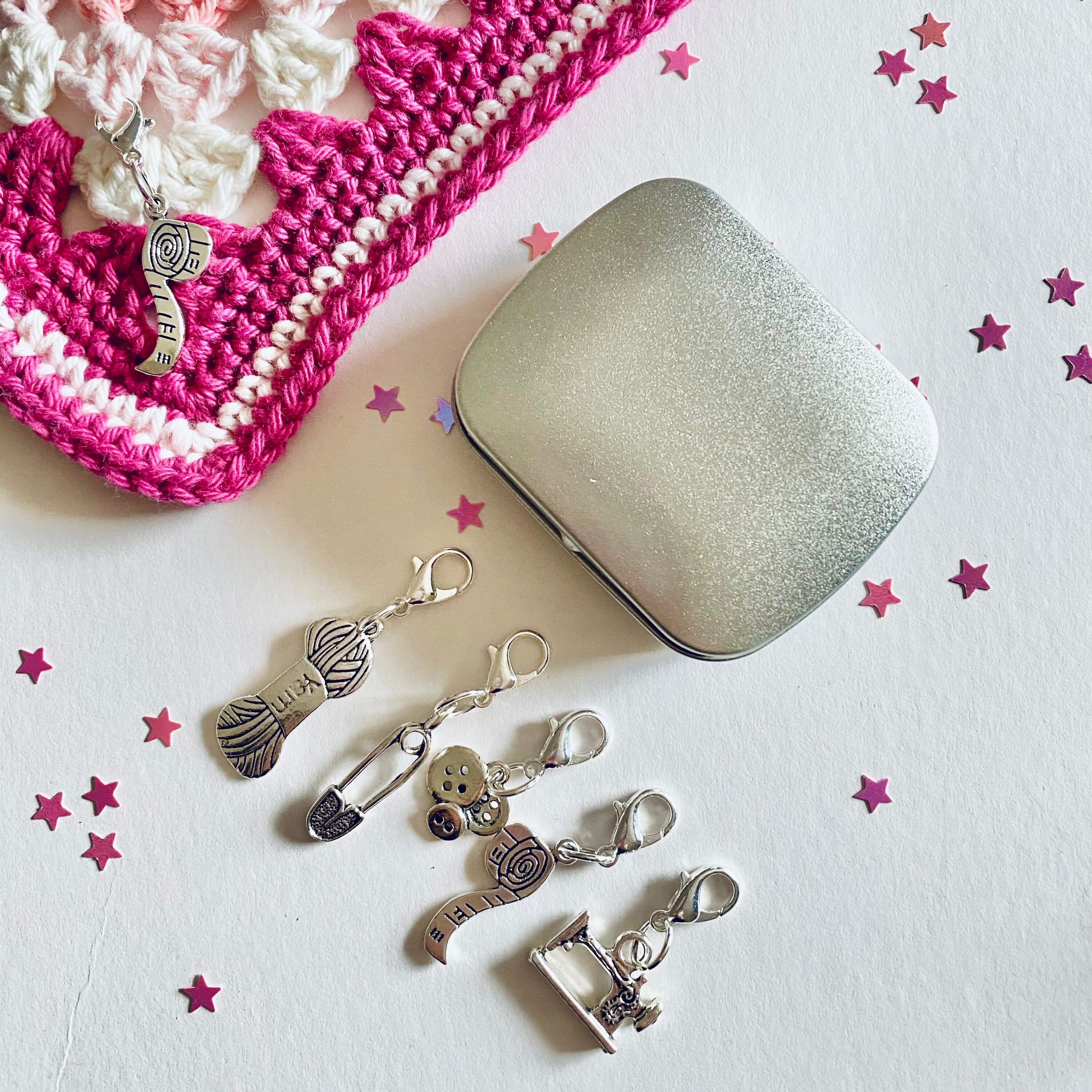 Stitch Markers in a Handy Storage Tin. Yarn Themed. Set of 5. Etsy UK