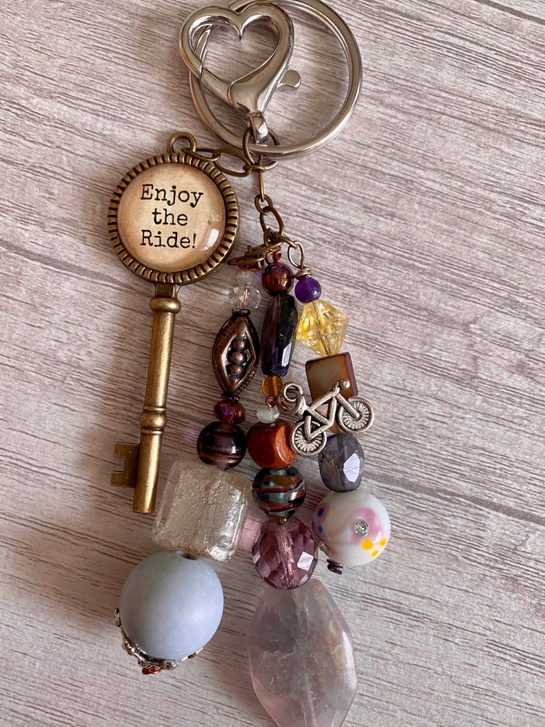 Biking themed Keychain with Charms