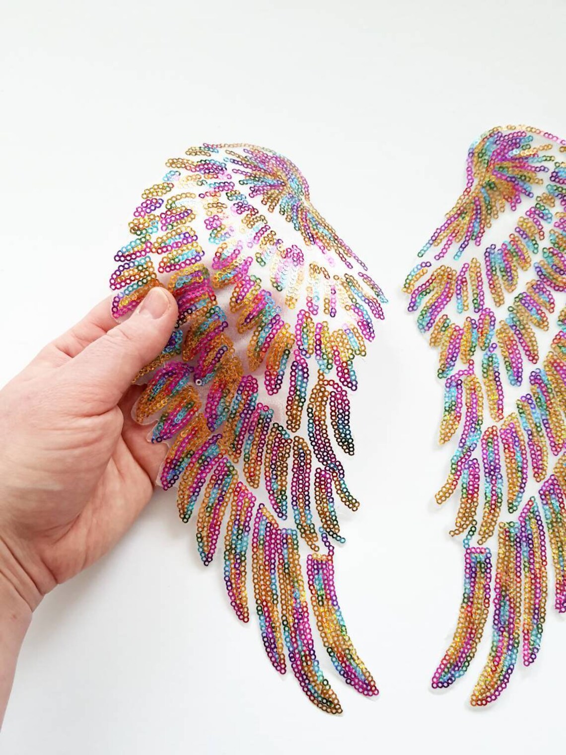Rainbow sequin iron on wings patches rainbow sequin patches Etsy