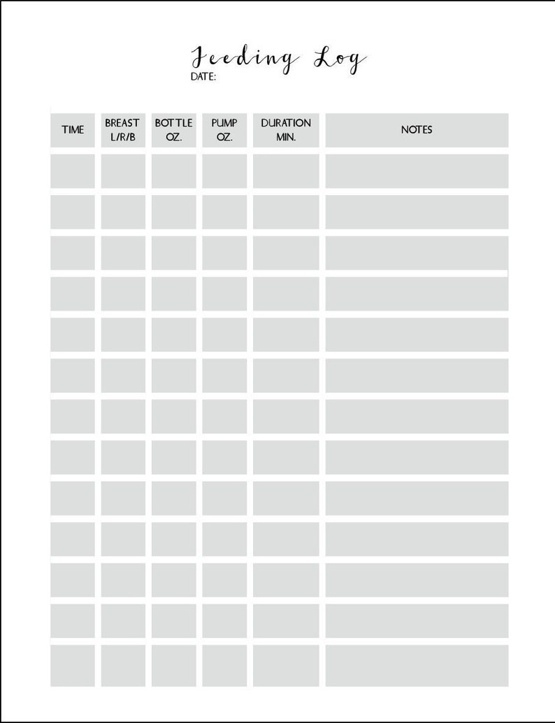 Baby Tracker Printable, Feeding Log, Breastfeeding Tracker, Bottle Feeding, Newborn Baby Tracker