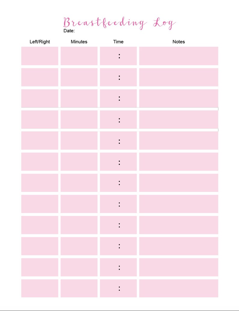 Baby Tracker PDF Daily Breastfeeding Log Breastfeeding Tracker