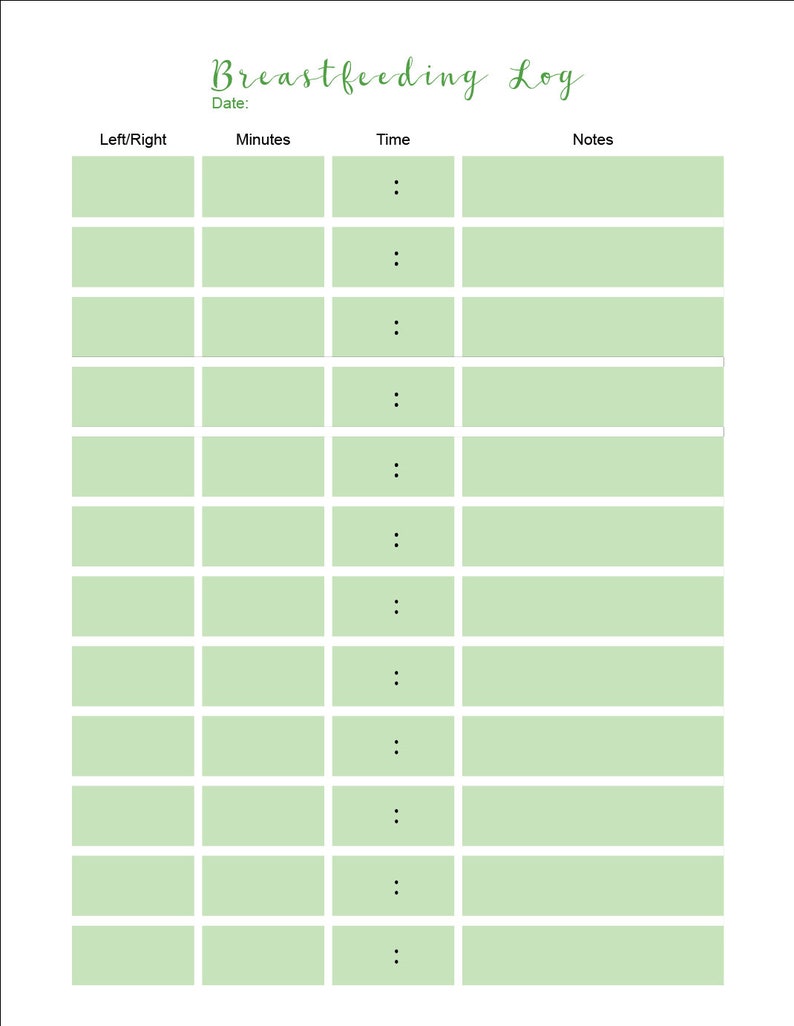 Baby Tracker PDF Daily Breastfeeding Log Breastfeeding Tracker