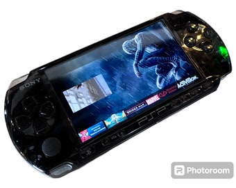 Custom Modded PSP - PlayStation Portable 3000 with transparent black shell / With optional games on a memory card