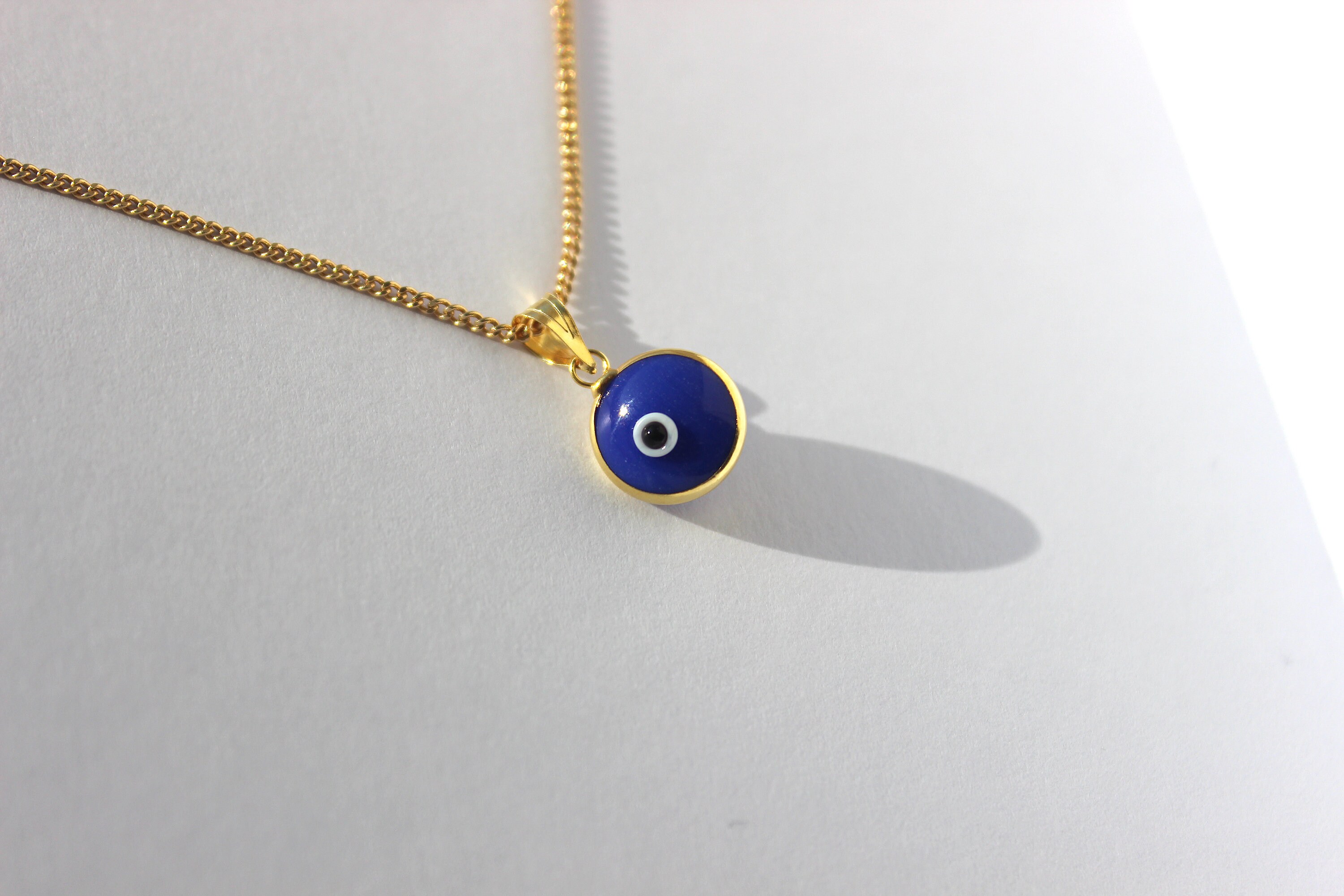 Evil eye necklace 18k gold plated 10MM pendant Evil eye Etsy