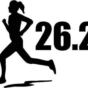 Marathon 26.2 GIRL WOMAN running decal bumper sticker Olympic mile runner PINK 