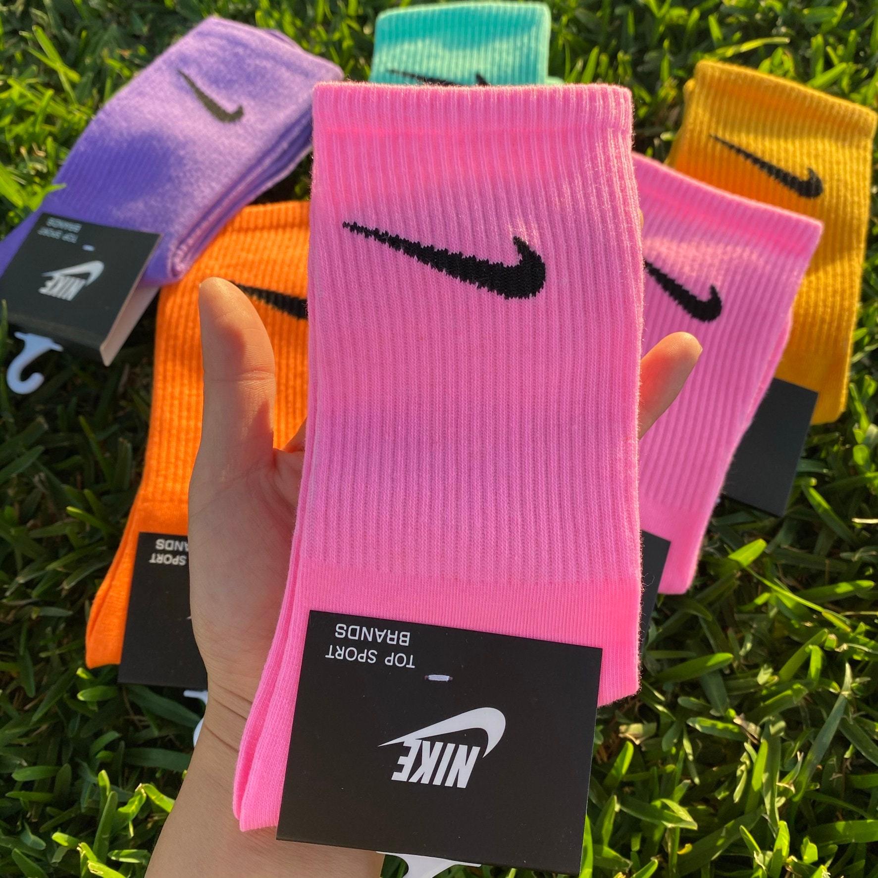 NIKE sock Nike DRI-FIT colorful socks Yellow Nike Sock | Etsy