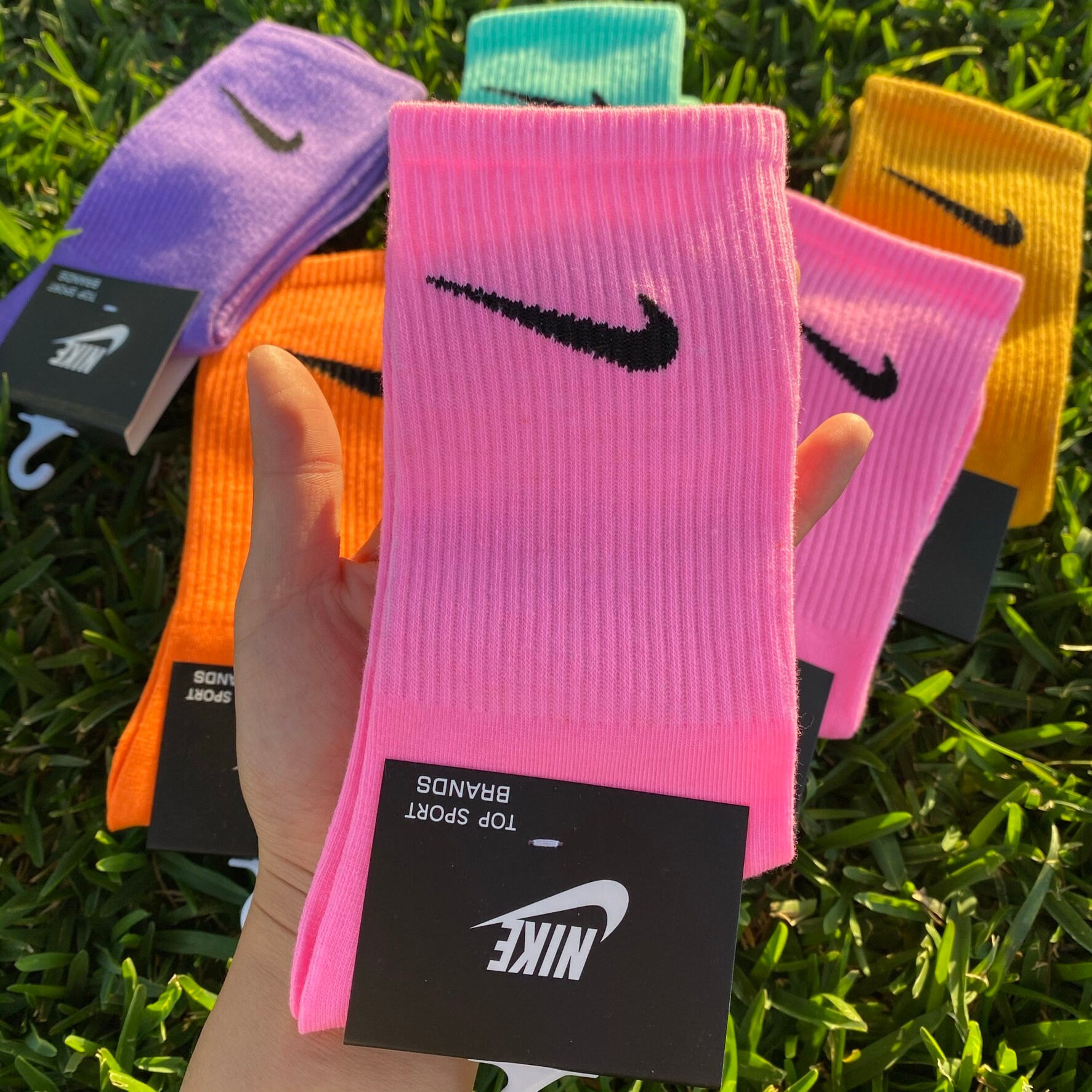 NIKE sock Nike DRIFIT colorful socks Yellow Nike Sock Etsy