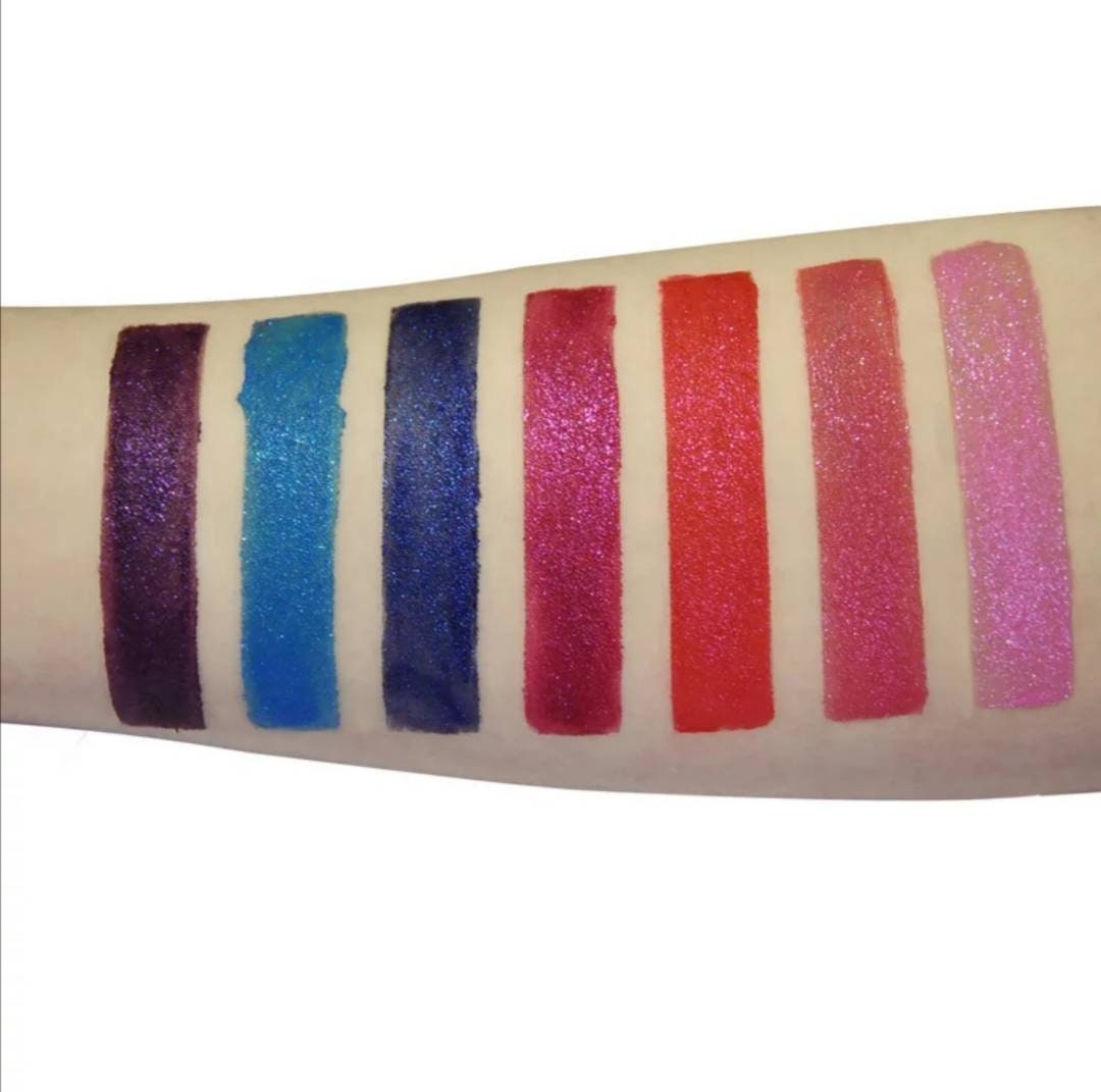 Metallic Lip Gloss 7 Colour Long Lasting Lipstick Glitter Etsy