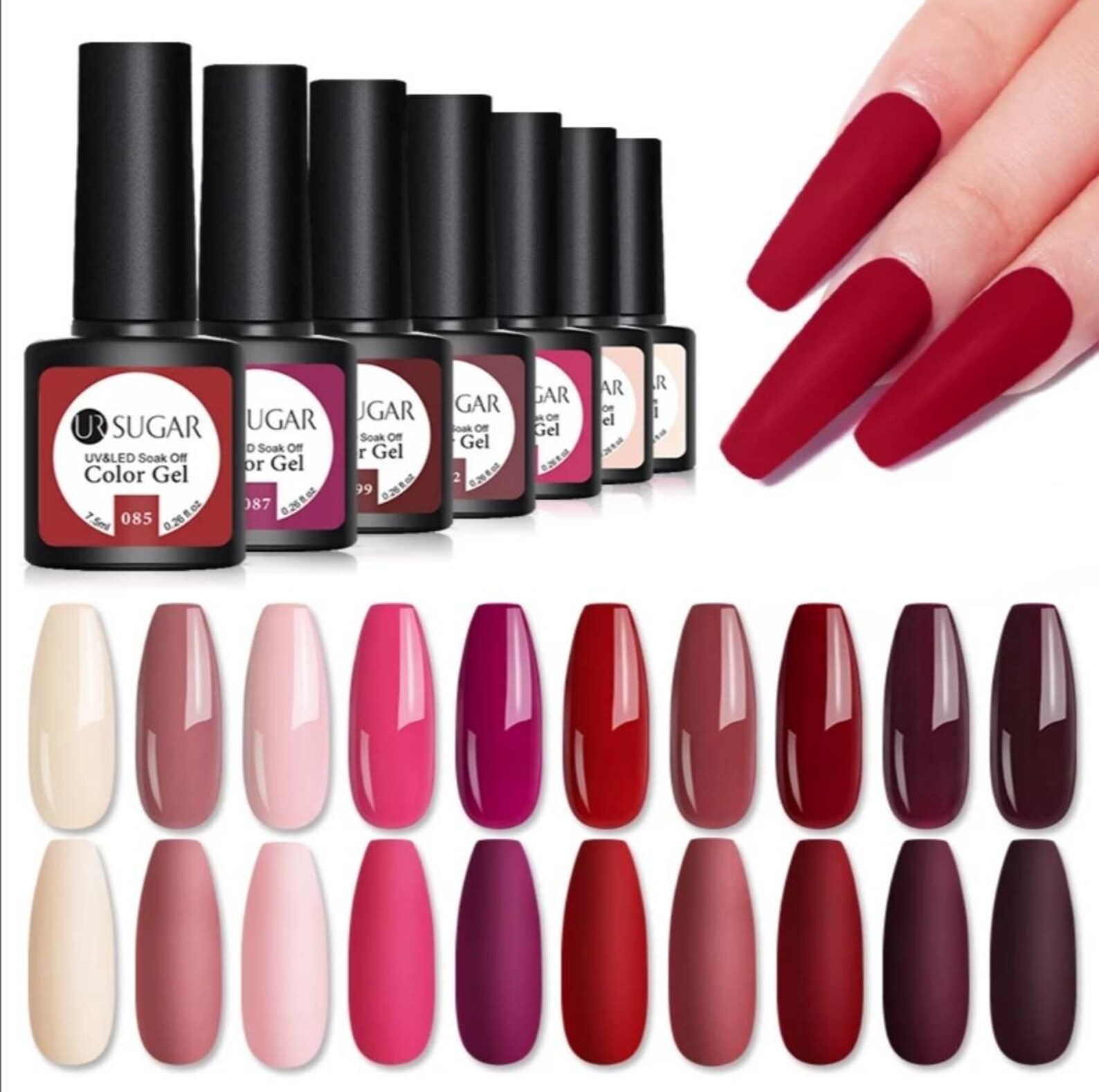 10 Piece Set Colour Gel Nail Polish Varnish Lacquer Base Top Etsy