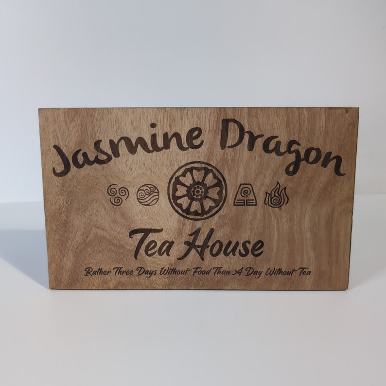 Jasmine Dragon Tea House Wood Burned Sign Etsy