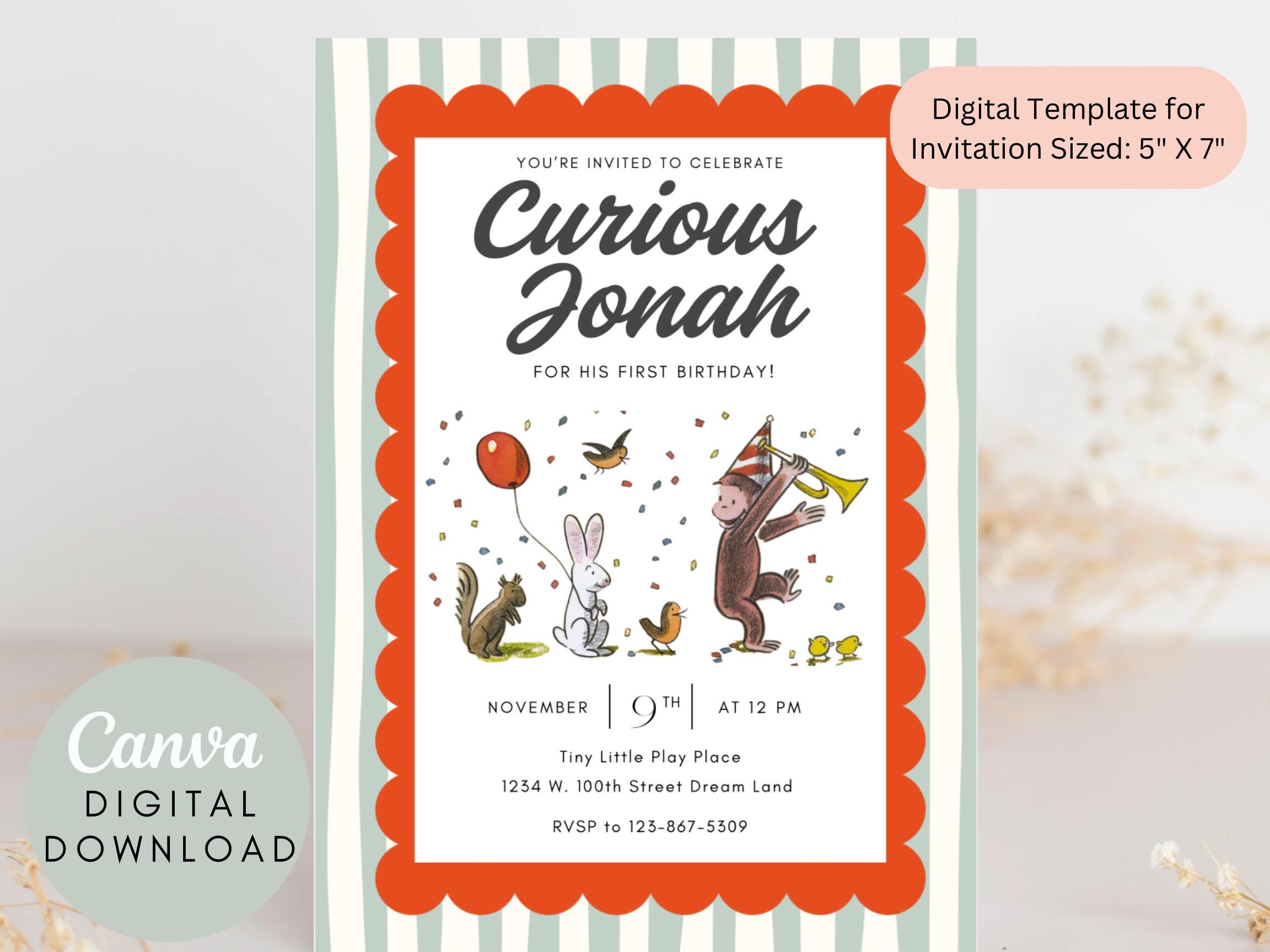 Curious Birthday Invitation Digital Download Template Etsy