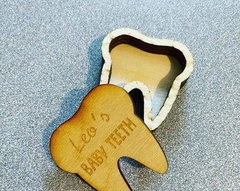 Baby Tooth Keepsake, Laser cut and engrave Tooth  Box,  Tooth Holder, Birthday Gift, Tooth  Trays, Tooth-Shaped Tooth, tooth box