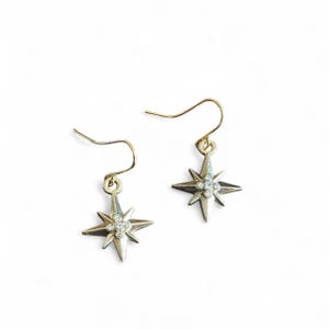 North Star Gold Diamond Dangle Earrings