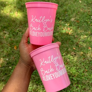 Custom Bachelorette Party Cups using fonts (13) & (1)