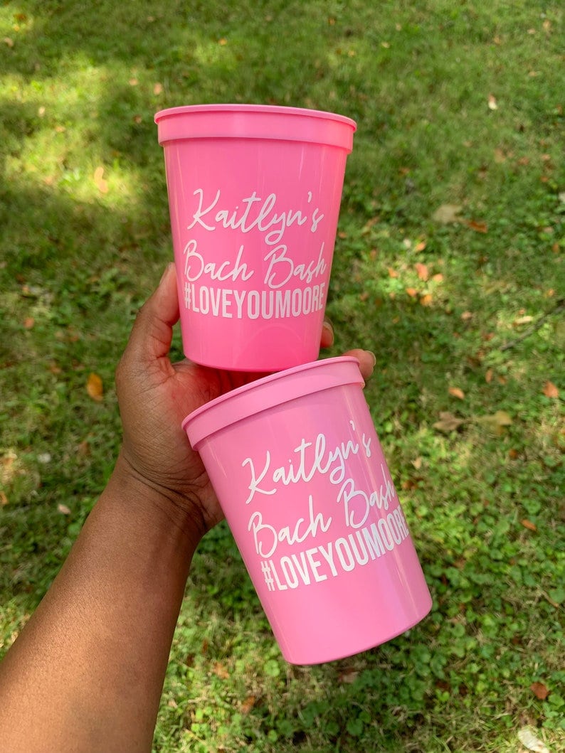 Custom Bachelorette Party Cups using fonts (13) & (1)