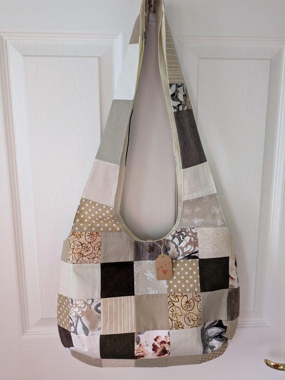 Custom, Made to Order Patchwork Slouch Style Shoulder Bag, Medium
