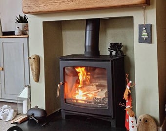 Rustic Oak Beam, Floating Fireplace Mantle - Traditional Natural Solid Wood - Handmade - Custom Sizes & Finishes Available