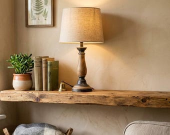 15 cm Deep Floating Shelf, Solid Wood Wall Mounted Shelf, Natural Rustic Finish, Heavy Duty, Concealed Brackets