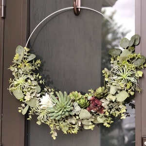 Succulent Wreath for Indoor / Outdoor use Modern Wreath Door Hanger image 2