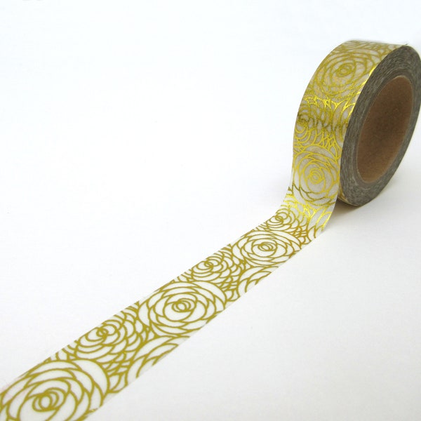 Metallic Gold Rose Pattern Washi Tape